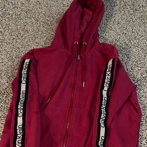 Calvin Klein Burgundy Zip-Up Hoodie